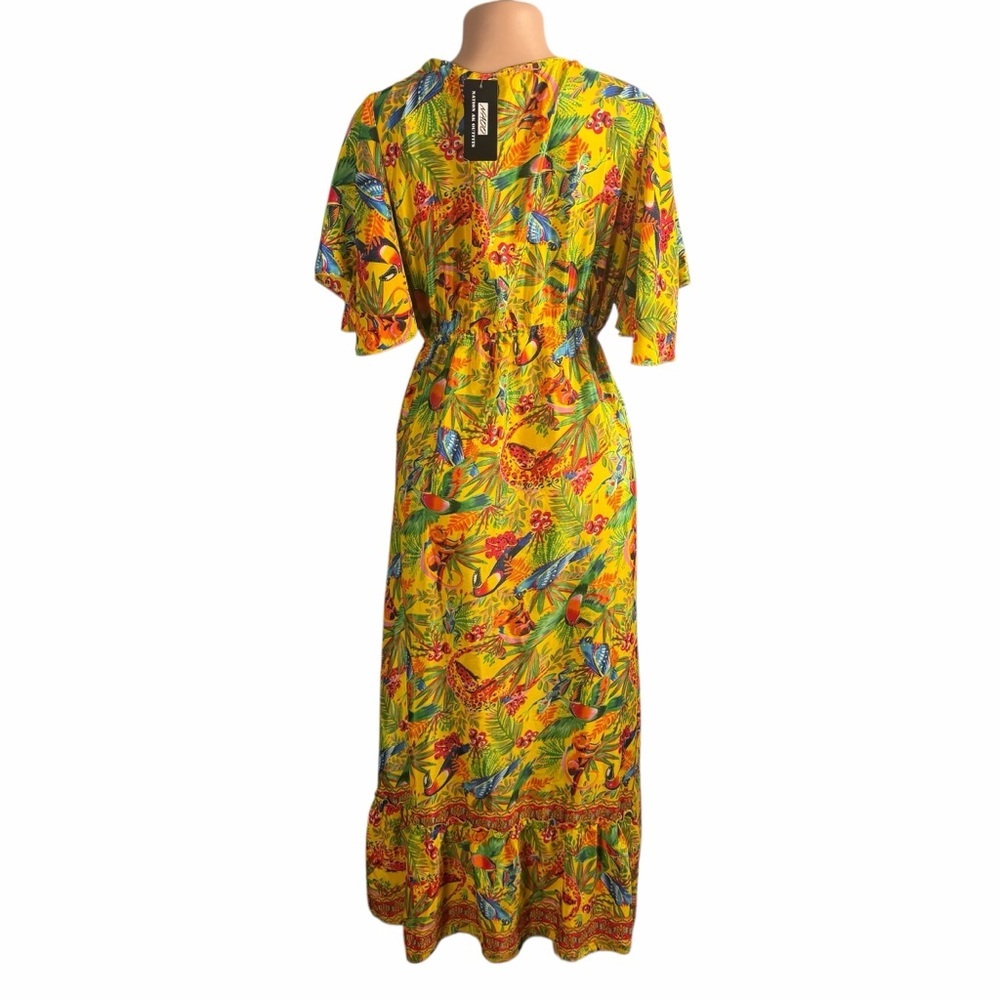 Nation AK Outfits Floral V-Neck Maxi Dress Yellow and Red - Picture 3 of 7